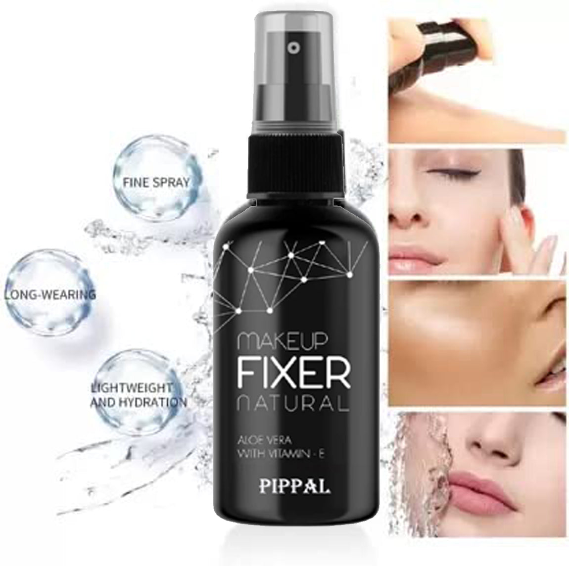 Pippal Beauty Makeup Fixer Natural Dewy Finish with Vitamin E And Aloe Vera Long-Lasting Spray 80ml (Pack of 2)