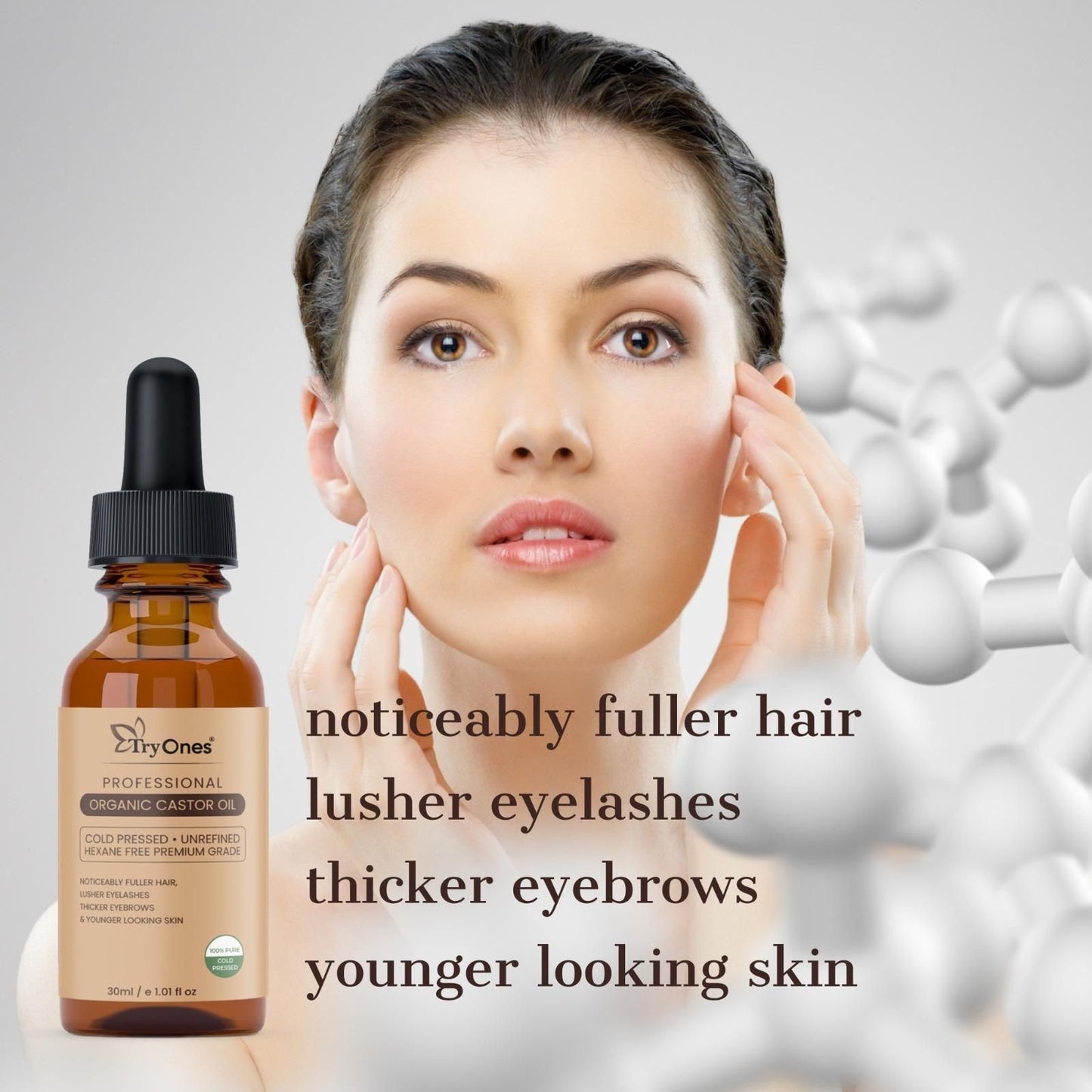 TryOnes Premium Castor Oil – For Thicker Hair, Longer Lashes & Glowing Skin (Pack of 1)
