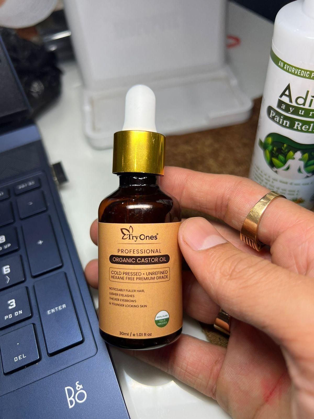 TryOnes Premium Castor Oil – For Thicker Hair, Longer Lashes & Glowing Skin (Pack of 1)