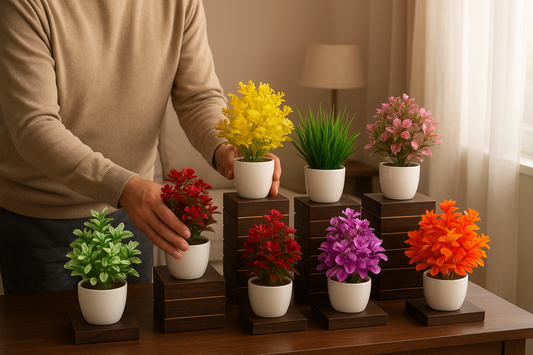 Artificial Mini Plant Pack – 8 Realistic Pieces